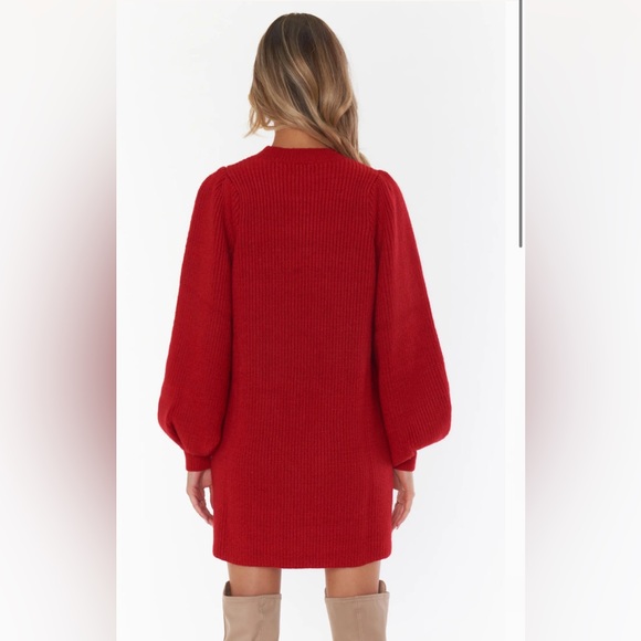Never worn SHOW ME YOUR MUMU DIXON SWEATER DRESS - RED KNIT - Picture 5 of 5